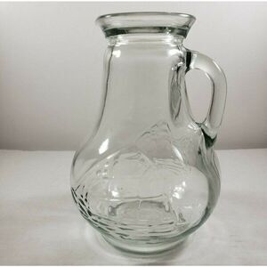 Vintage 70s Clipper Ship Sailboat Clear Glass 7" Pitcher Boating Nautical Preppy